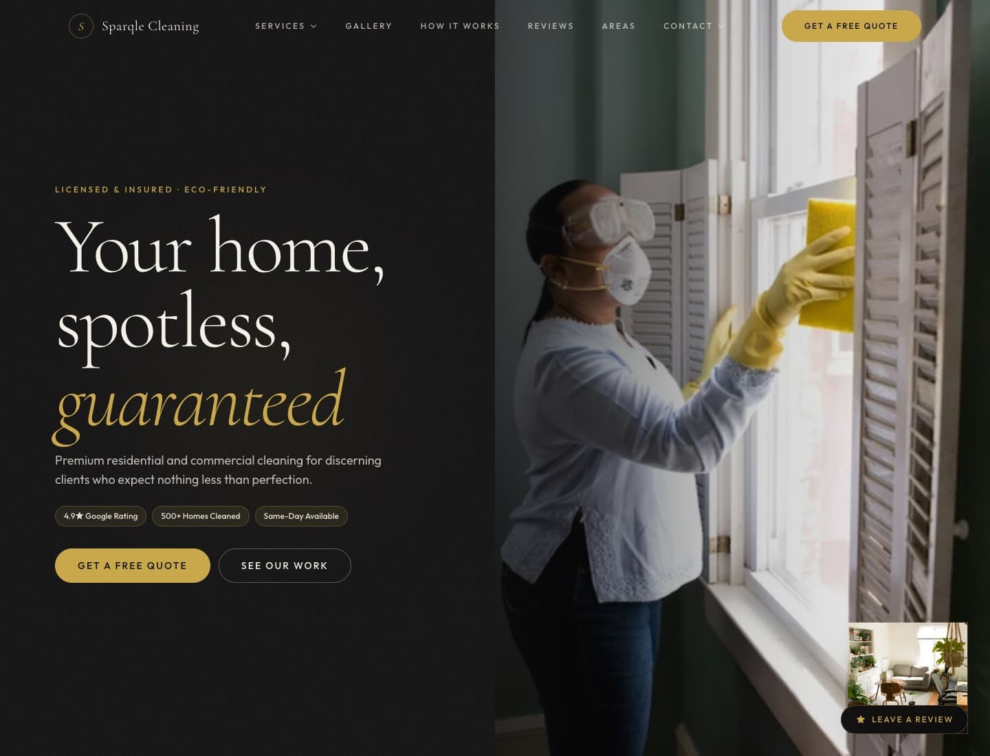 Desktop preview of a Truehold cleaning website example